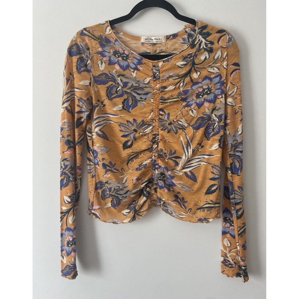 FREE PEOPLE WE THE FREE HONEY COMBO DREAMED OF YOU LETTUCE HEM TEE TOP Sz M